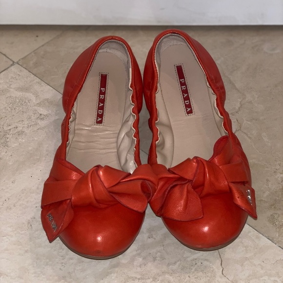 Prada Leather Bow Accented Flats - Picture 2 of 4